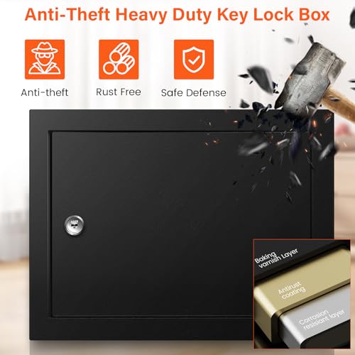 50 Keys Key Cabinet, Anti-Theft Key Lock Box with Key Tags, Adjustable Key Organizer Wall Safe for Car Office House Garage Rental Business - color: Black, size: 50 Key Hook