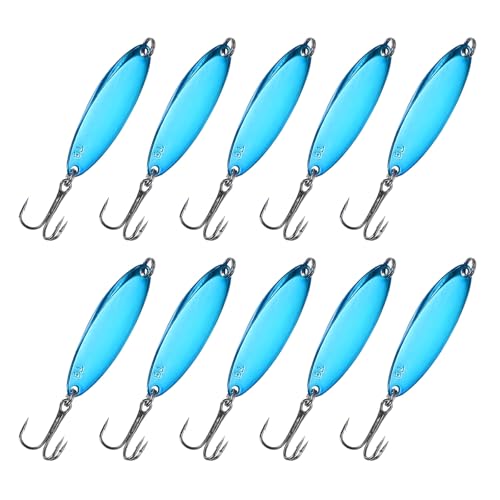 Fishing Spoons Lures, Metal Saltwater Treble Trout Lures Jigging Spoon with Treble Hooks Casting Spinner Baits - color: Blue, size: 7g / 1/4oz