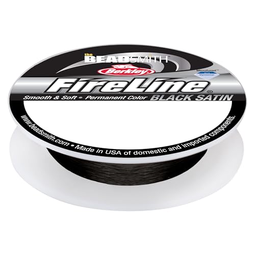 The Beadsmith Fireline by Berkley – Micro-Fused Braided Thread – 6lb. Test, .006”/.15mm Diameter, 15 Yard Spool, Black Color – Super Strong Stringing Material for Jewelry Making and Bead Weaving - color: Black, size: 6lb, .006”, 15 yard