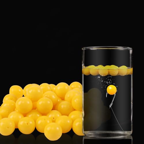 TPR Simulation Fake Corn Soft Baits Corn Carp Fishing Lures Floating Baits with Nice Scent for Carp,Trout Fishing,Cat Fish - color: Yellow- D 14mm 50PCS Ball Shape