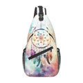 Watercolor Dream Catcher Sling Backpack Chest Bag Crossbody Shoulder Bag Gym Cycling Travel Hiking Daypack For Men Women - color: Watercolor Dream Catcher