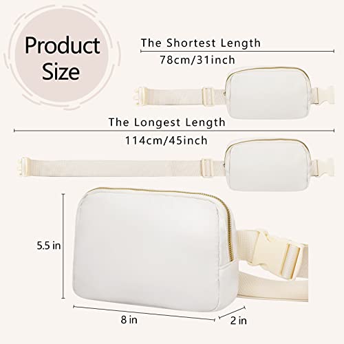 VOROLO Fanny Pack For Women And Men Crossbody Bag Belt Bag Black+Beige | Adjustable Strap Graduation Gifts Lightweight Travel Running - color: Black+Beige