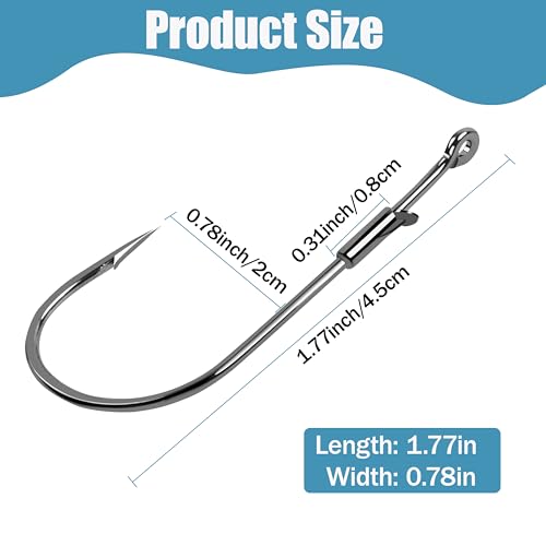Worm Hooks Flipping Hooks Round Bend Straight Shank Heavy Cover Bass Fishing Hooks Drop Shot Hook for Plastic Worms Texas Neko Rig Bait Keeper Hooks Freshwater Saltwater 10/30 Pack - size: 10pcs