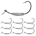 Reaction Tackle Weighted Swimbait Hooks - Weedless Belly Weighted Hooks with Twist Lock Bait Keeper for Soft Plastic Swimbaits - Bass Fishing Hooks (10-Pack) - size: 1/2oz 10/0