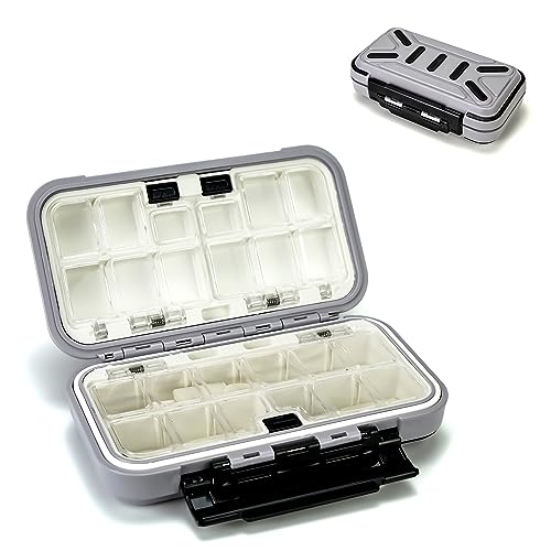 Fishing Tackle Box Bait Storage Case Hard Tackle Case Portable Hooks Lure Baits Storage Swivels Jigs Hooks Sinker for Vest Casting Fly Fishing (Grey Waterproof/1pcs) - color: Grey Waterproof/1pcs