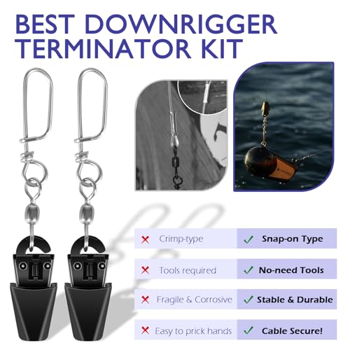 2PSC Fishing Downrigger Cable Terminator Kit with Storage Case, Quick Setup, Universal Downrigger Terminal Kit #2250141
