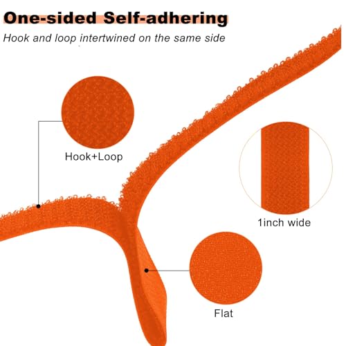 YMCRLUX 1"x16ft Hook and Loop Straps with 25 Metal Buckles, Adjustable Fastening Cable Straps, Cut-to-Length Cinch Strap, Reusable Nylon Securing Cord Ties for Organizer or Storage, 1 inch Wide,Orange - size: 1in x 16ft Orange