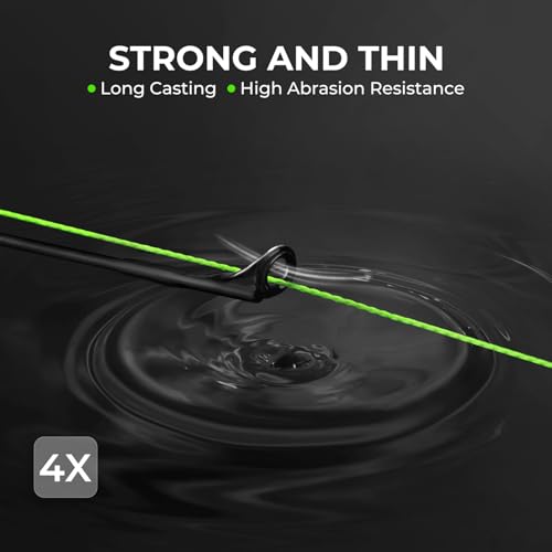 KastKing Superpower ColorShield Braided Fishing Line - Colorfast Braided Line, 100% Solution Dyed UHMWPE Fiber, Smooth & Strong Superline, Near Zero Stretch, Sensitive, High Abrasion Resistance - color: X4-Neon Green, size: 8LB-(1000yds）