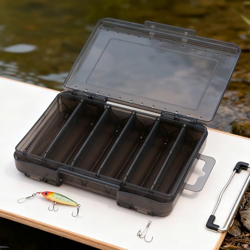 Fishing Tackle Box Double Sided Bait Storage Case Gray Waterproof Organizer for Fishing Gear Trips and Outdoor Use - color: Gray