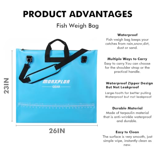MORXPLOR Fish Bag Heavy Duty Tournament Fishing Weigh in Bag 26x23 19x34 inches - color: 23inch Lake Blue