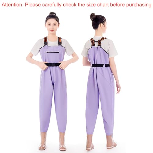 PVC Insulated Chest Waders for Women/Girl,Waterproof Duck Hunting Fishing Waders,Womens Fishing Wader with Boots - color: Purple, size: 9