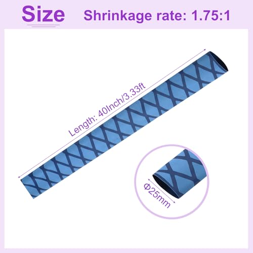 DMiotech Heat Shrink Sleeve Wrap Tubing x Tube Tubing for Fishing Rod Grips and Other Grips, Non Slip - Insulation - Waterproof 40'' Lengths, Dia 25mm Blue - color: Blue, size: Dia 25mm