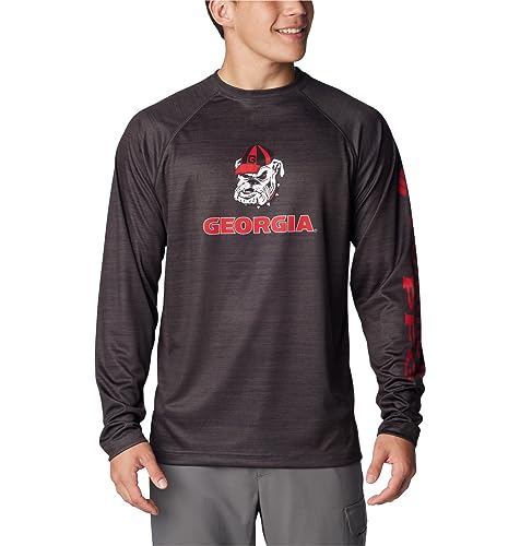 Columbia Men's Collegiate Terminal Tackle Heather Long Sleeve Shirt - color: Uga - Shark Heather, size: 2X