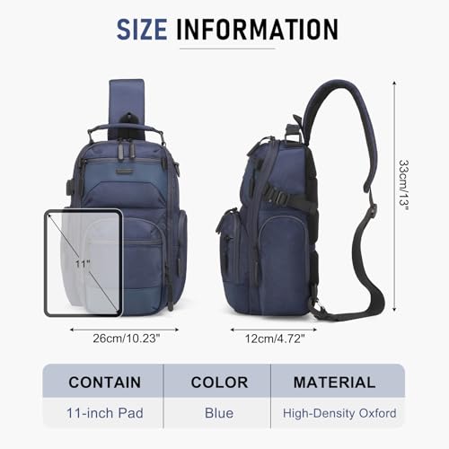 Sling Bag for Men, Travel Crossbody Bag for Men, Small Sling Backpack Shoulder Bag, High-Density Oxford Chest Pack for Hiking - color: Blue