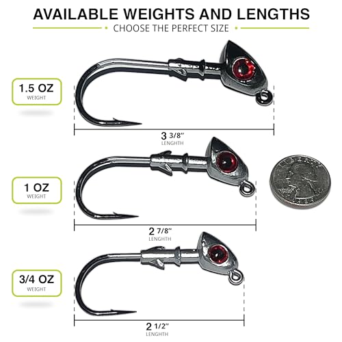 Jig Heads for Fishing with Super Sharp Black Nickel Hooks - Double Locking Bait Stays & Multi-Color 3D Eyes - Perfect for Freshwater & Saltwater Fishing - color: Silver, size: 1 oz - 3 Pack