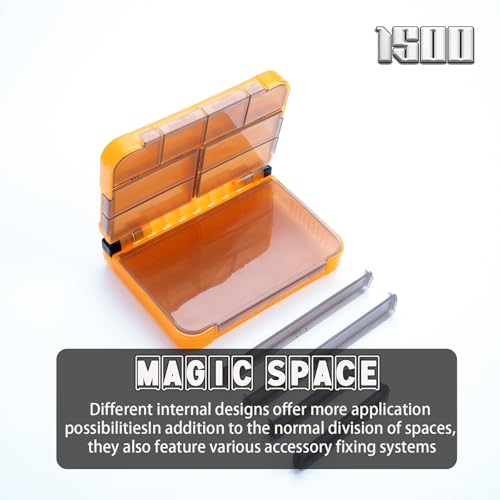5 Pack Mini Plastic Tackle Boxes, Waterproof Fishing Gear Organizer for Lures, Hooks, Baits - color: Orange Original 5 packs