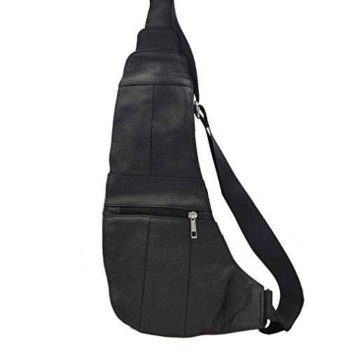 Hebetag Leather Sling Bag Crossbody Backpack for Men Women Travel Outdoor Camping - color: #06black