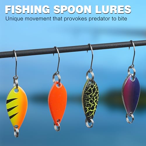 Trout Spoons Fishing Spoon Lure Set Single Hook Trout Lures Hard Metal Trout Baits Mini Fishing Jig Spoon Lures for Perch Char Crappie - color: Type C (12pcs )