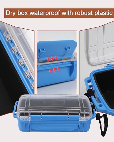Waterproof Dry Box Waterproof Storge Container Small Water Proof Drybox for Kayaking Boat Dry Box Blue Protective Case, 8.5" L x 5" W x 2.8" H