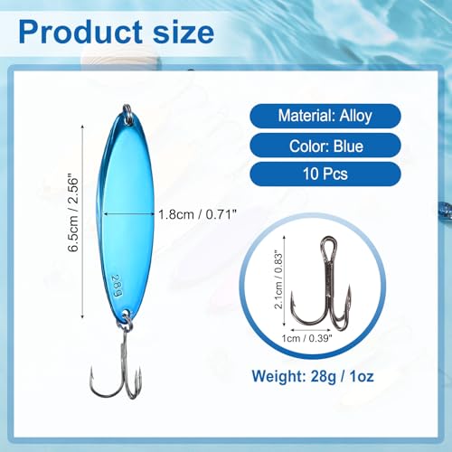 Fishing Spoons Lures, Metal Saltwater Treble Trout Lures Jigging Spoon with Treble Hooks Casting Spinner Baits - color: Blue, size: 28g / 1 oz