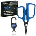 Reaction Tackle Micro Serrated Fishing Scissors with Retractable Lanyard and Carabiner, Precision Braid Cutters, Non-Slip Grip, Corrosion Resistant Stainless Steel for Freshwater and Saltwater