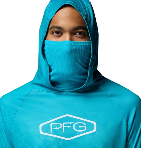 Columbia Men's Pfg Super Terminal Tackle Vent Hoodie - color: Ocean Teal Aerials Fade, size: Small