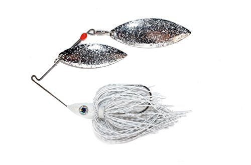Nichols Lures Pulsator Metal Flake Double Willow Spinnerbait - color: White/Silver, size: 1/2-Ounce