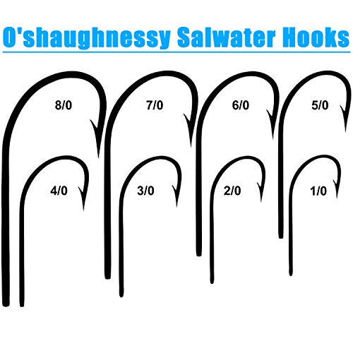 Saltwater Long Shank Fishing Hooks 60pcs Stainless Steel Fishing Hooks O'Shaughnessy J Hooks 34007 Forged Hook Extra Strong Trolling Hooks for Saltwater Freshwater Fishing - size: 9/0#(60pcs per pack)