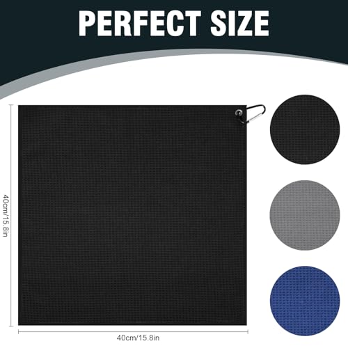 Puomue 3 Pack Microfiber Fishing Towels with Clip, 16" X 16", Waffle Pattern for Effective Cleaning of Fishing Gears or Dirty Hands, Perfect for Camping Towels and Hiking Towles - color: Multicolor