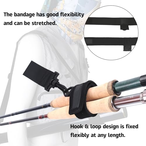 Fishing Rod Straps Holder Belt, Adjustable Sling Shoulder Fishing Poles Strap Holder, Carrier Strap Sling Shoulder Belt for Fly-Fishing, Casting Rod & Spinning Rod, Black