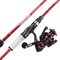 One Bass Spirit Flame Fishing Rod Reel Combo, Spinning Fishing Pole with Graphite 2Pc Blanks, Stainless Steel Guides - color: Red, size: 6'0"Medium-Fast with 1000 Reel