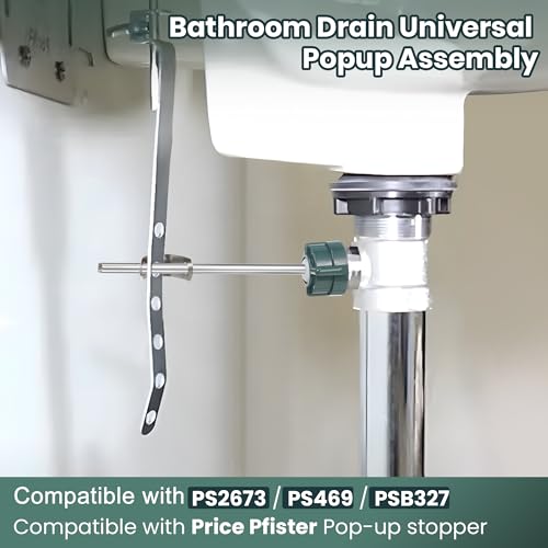 Enhon 2 Pack Pop up Center Piece Assembly, Compatible with Pfister Pop up Stopper PS2673, Bathroom Sink Stopper Replacement with Seal Tape, Pivot Rod Bathroom Universal Sink Repair Kit