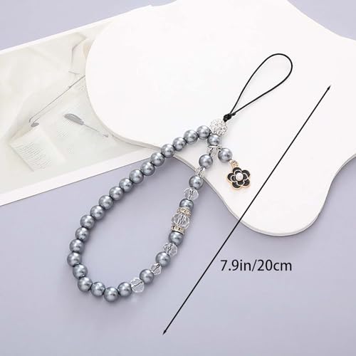 Beaded Phone Lanyard Wrist Strap Phone Charms Fixed Beads Pearl Chain - color: PC-xxf-2