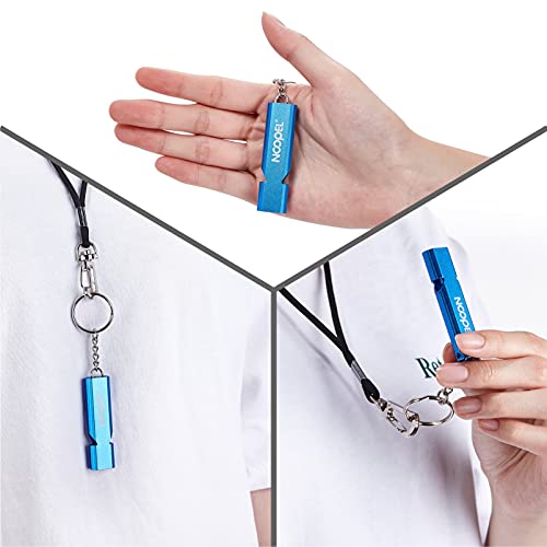 Noopel Emergency Whistles Lifeguard Safety Whistle with Lanyard and Keychain for Outdoor Camping Hiking Boating Backpacking Fishing Kayak Kids Rescue Signaling Loud Survival Whistle - color: 2 Pack Blue