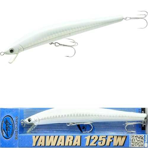 Lucky Craft FlashMinnow 125 YAWARA Saltwater Fishing Lure, Jerkbait for Halibut and Sea Bass, Long Casting Fishing Gear, Slow Sinking 5in 0.7oz, Tackle Box and Fish Accessories - color: 7686 Zebra Pearl White, size: 125FW, style: No Scales