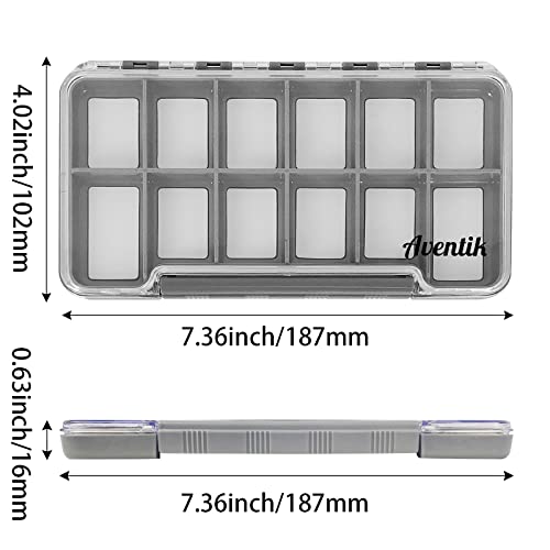 Waterproof Fly Fishing Box Slim Fishing Storage Fishing Tackle Case Multi Magnetic Compartments Tackle Box 7.36"X4.02"X0.63" (187X102X16mm)(Grey-12C) - color: Grey-12C