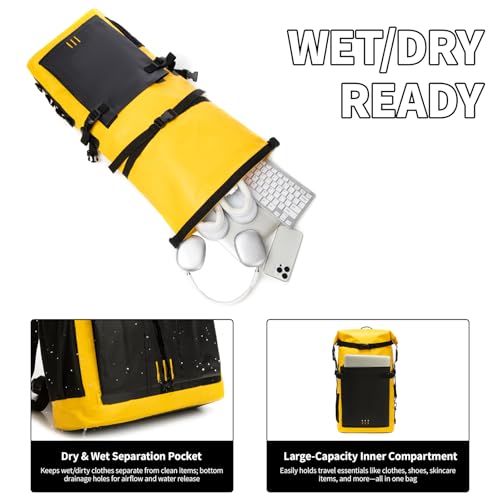 Waterproof Dry Bag,Heavy Duty Hiking Backpack Roll-Top Closure Bag for Kayaking, Hiking, Camping, Boating- Men/Women ﻿ - color: yellow