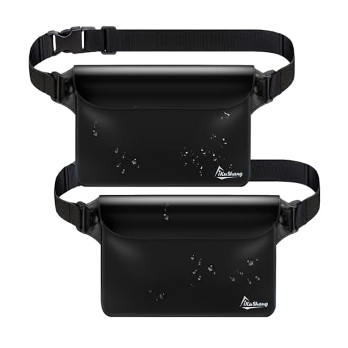 Waterproof Fanny Pack, Dry Bag Phone Pouch for Beach Swimming Kayaking | Floating dry bag keeps wallet & purse safe. Triple zip-lock seals water. Touchscreen works wet. Cruise, fishing & travel - color: Black+Black
