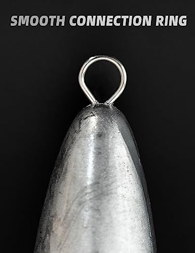 BLUEWING Torpedo Sinker Through Wire Fishing Weight Saltwater Bullet Lead Double Ringed 2oz-48oz - style: #04 6 Ounce, 3 Pack