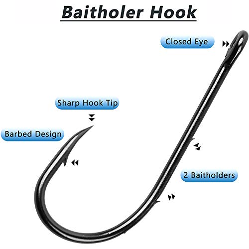 Baitholder Fishing Hooks Barbed Shank Beak Bait Holder Hooks Black Carbon Steel Offset Jig Fishing Hooks Saltwater Freshwater - size: 3/0 100pcs