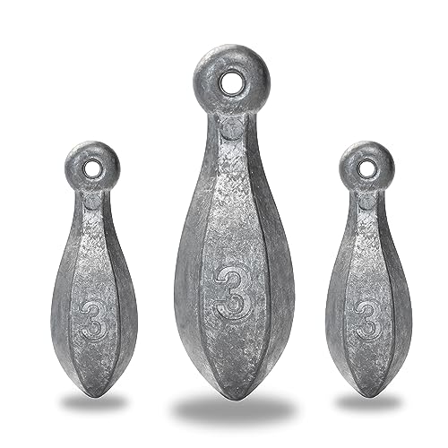 BLUEWING Bank Sinker 1LB/2LB/3LB/5LB/6LB Box Fishing Weights Saltwater Bullet Lead 1oz,2oz,3oz,5oz,8oz,10oz,12oz,16oz,32oz - style: #06 3oz, 10 Pack