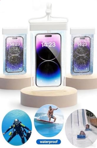 1PCS Waterproof Phone Case - Universal Fit for iPhone 14/13/12 & Android Phones - Submersible Up to 100ft for Kayaking, Fishing, Rain,etc.(Black/White/Pink) (White) - color: White