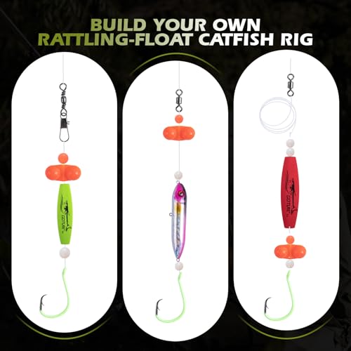 Goture Catfish Rig Making Kit,274pcs/300pcs Catfishing Tackle with Luminous Fishing Hook Swivel Sinker Weights Rattle Float Bobber Stoppers,Catfish Rigs Accessories with 3600 Tackle Box,Gifts for Men - color: C1:153pcs Catfishing Tackle