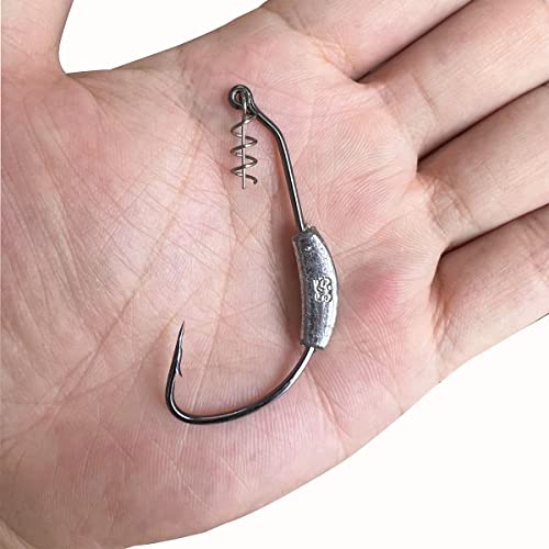 25 Pack Weighted Swimbait Hooks, Jig Heads with Twist Lock, Soft Plastic Worm Fishing Hooks 1/0 2/0 3/0 4/0 5/0 - color: D(Size 4/0, 3/16 oz, 25-pack)