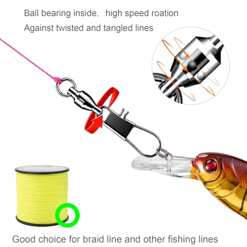 AMYSPORTS Steel Stainless Snap Swivels Saltwater Ball Bearing Fishing Swivel Lure Connector Barrel Swivels Fishing Tackle Black Nickel - size: size4 (50.1lb) 25 pcs