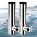 2 Pack Fishing Rod Holders for Boat Rail Mount, Stainless Steel Clamp on Rod Holder for Marine Boat, Fishing Boat, Pontoon, Jon Boat - style: Fit 7/8" to 1" Rail Bottom Clevis