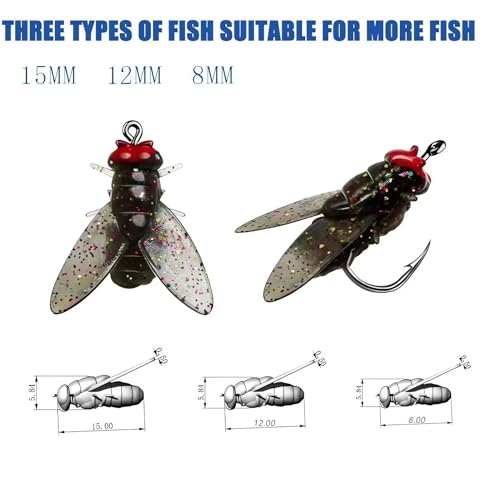 Bionic Fly Fishing Bait (20PCS) - 2024 New Trout Jigs Swimbaits Dry Flies Bass Fly Fishing Lures Kit, Saltwater ＆ Freshwater Flies Spinner Swim Baits Fly Fishing Hook Panfish Lures Set - color: Green, size: 8mm
