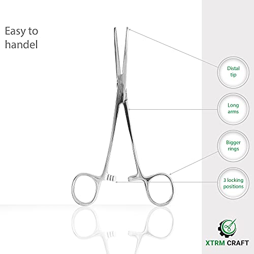 Precision Kelly Hemostat Forceps Locking Tweezers Clamp, Silver, Straight and Curved Stainless Steel (Straight, 8") - size: 8", style: Straight