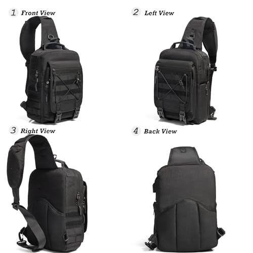 NICGID Tactical Sling Bag Pack Military Rover Shoulder Sling Backpack EDC Molle Assault Range Bag - color: Black-808-1, size: 13.3 inch