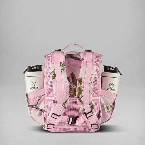 WOLFpak 15L Slim Tactical Gym Backpack (Realtree APX Flushing Pink) Durable 1000D Waterproof Oxford Material | Minimalist Daypack w/Laptop Pocket & Dual Cup Holders | - color: Realtree Apx Flushing Pink